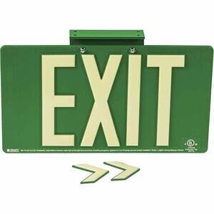Brady Glo UL 924 Listed Exit Sign Bradyglo Green 8" X 15" New 145473 B-401
